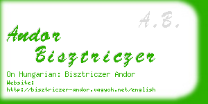 andor bisztriczer business card